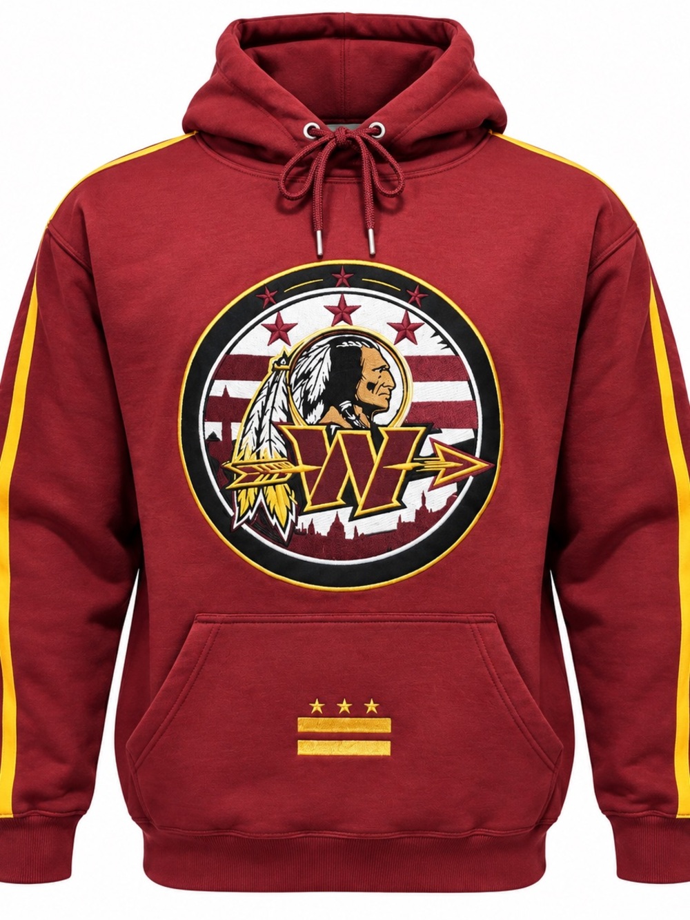 Men's Burgundy and Gold Washington Commanders Embroidered Hoodie Sweatshirt